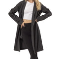 Dark Grey Open Front Long Coat