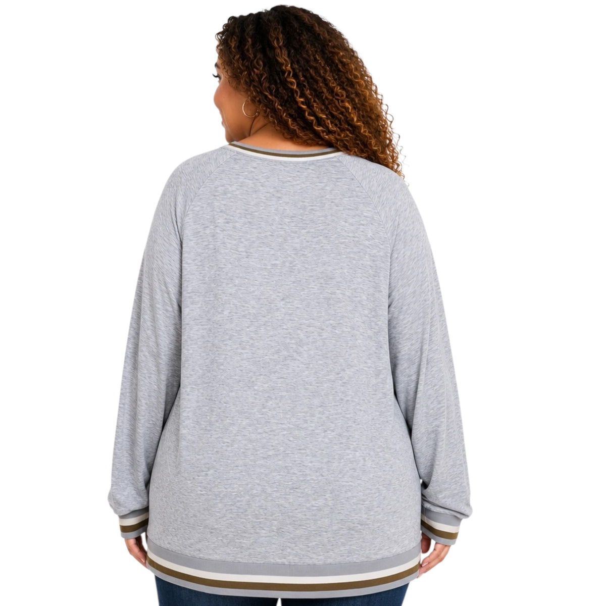 Plus Heather Grey French Terry Color Block Top