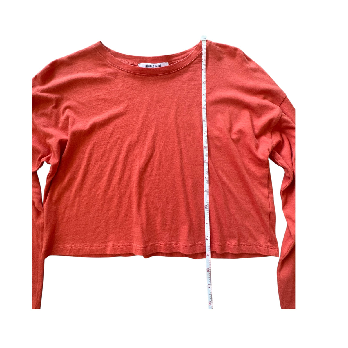 Double Zero Bright Orange Long Sleeve Crop Top Size Small - RF