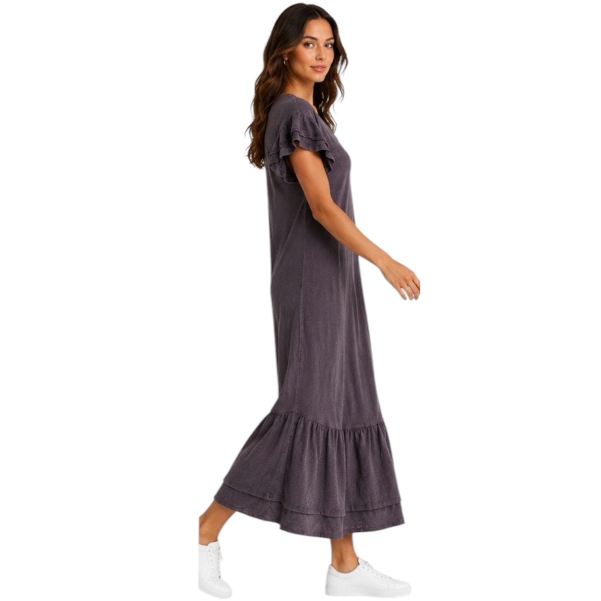 Z Supply Zella Cotton Slub Midi Dress Shadow