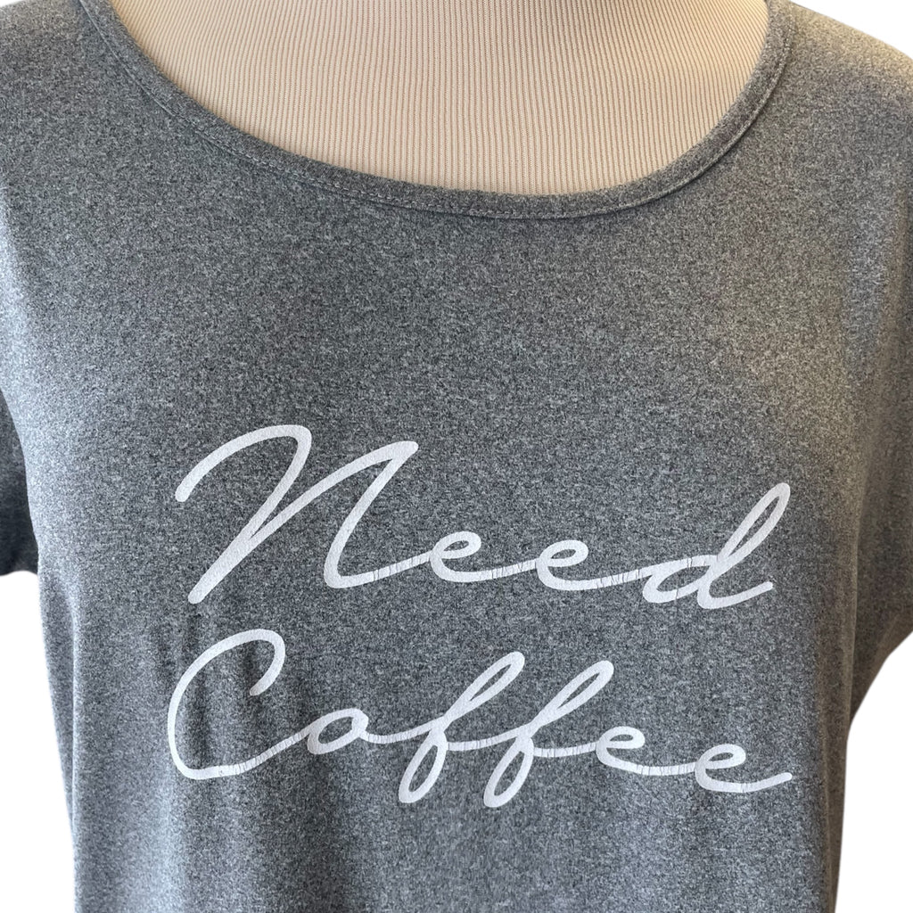 Free Kisses Grey "Need Coffee" Nightgown Size M - RF