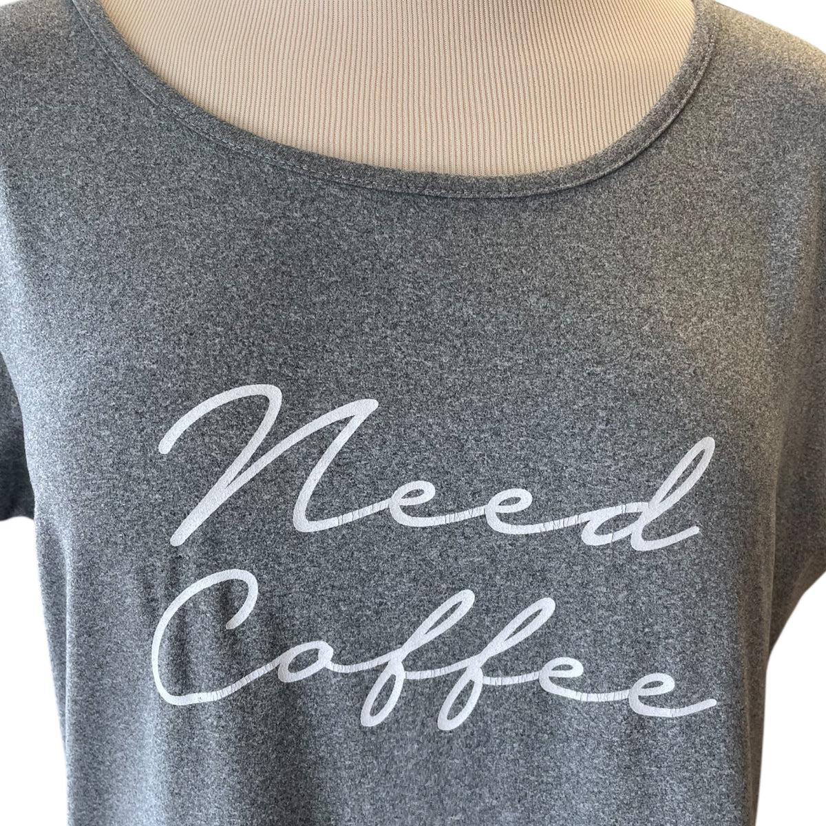 Free Kisses Grey "Need Coffee" Nightgown Size M - RF