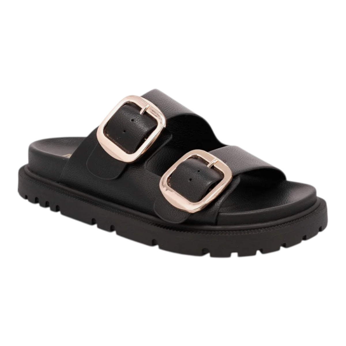 MIA Black Sandal With Gold Accent