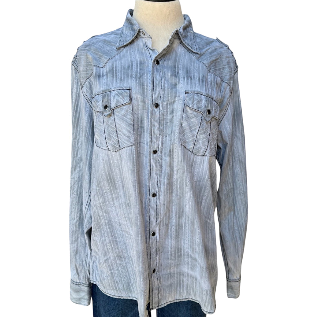 Light Grey Button Up Top with Shoulder Detail Size Large-RF