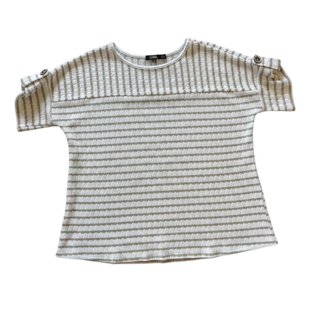 Cure White & Tan Striped Top Size 1XL - RF