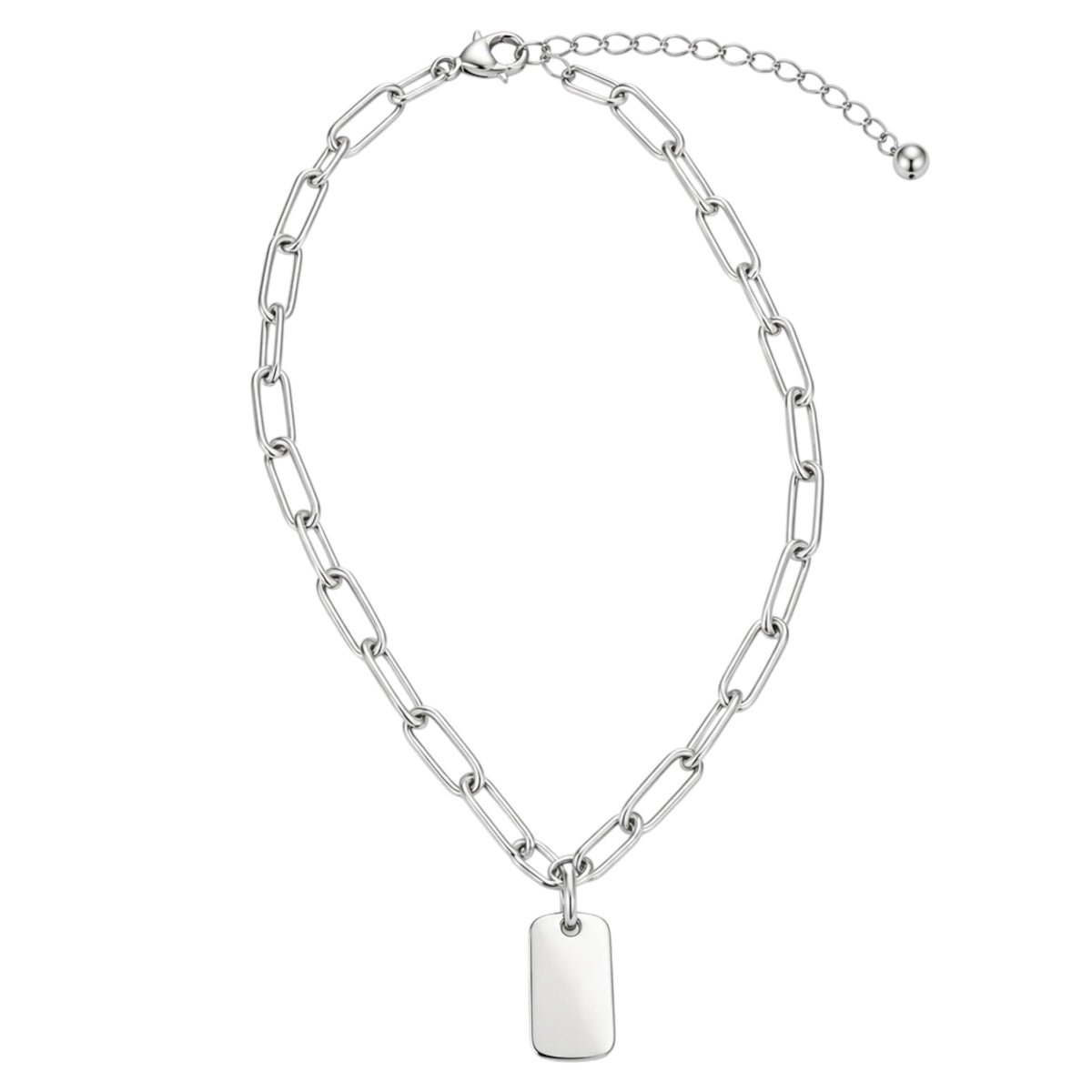 MX Paperclip Chain with Pendant-SILVER