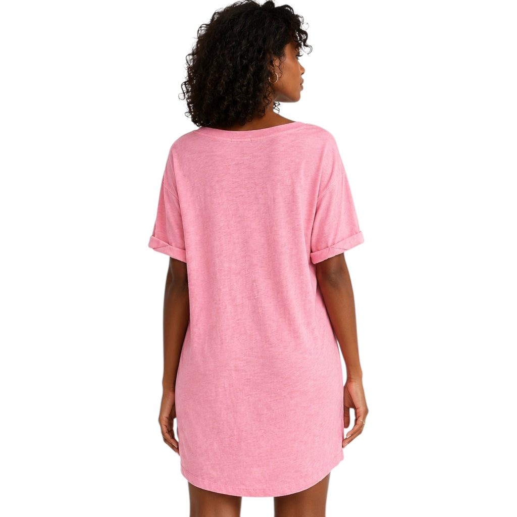 Z Supply V-Neck T-shirt Dress Flamingo