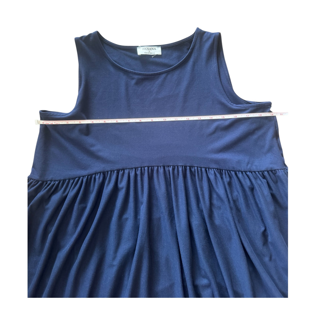 Zenana Navy Blue Tiered Sleeveless Tank Size L-RF
