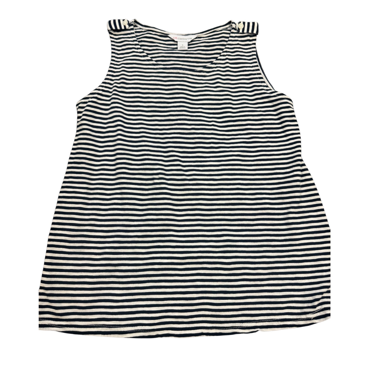 Liz Claiborne Dark Navy & White Striped Sleeveless Top Size Small - RF