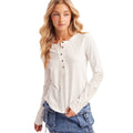 Ivory Half Button Round Neck Top