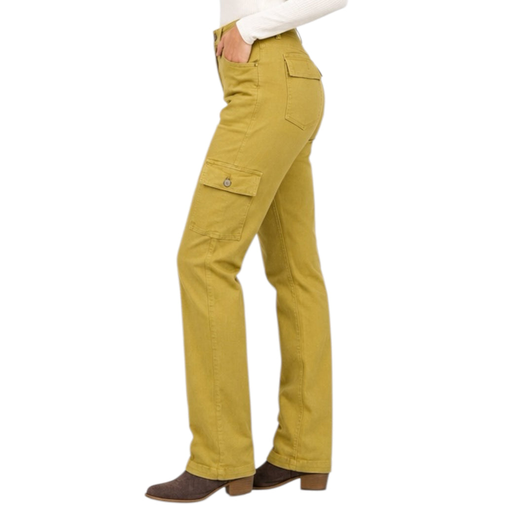 Judy Blue JB88842 Matcha H/W Garment Dyed Cargo Straight