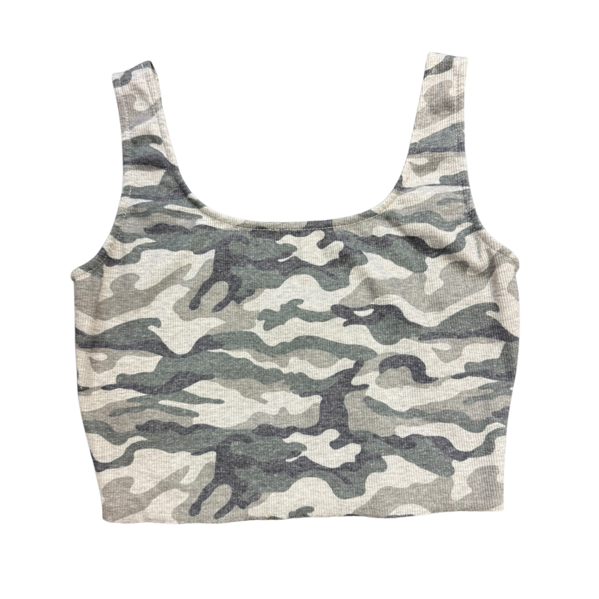 She + Sky Green Camo Cropped Tank Size Small -RF