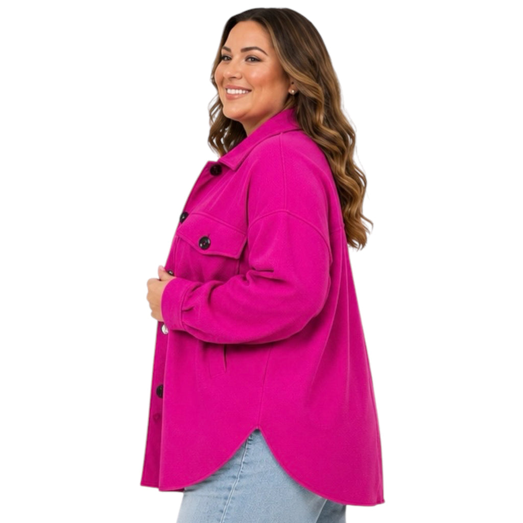 Plus Fuchsia Long Shacket