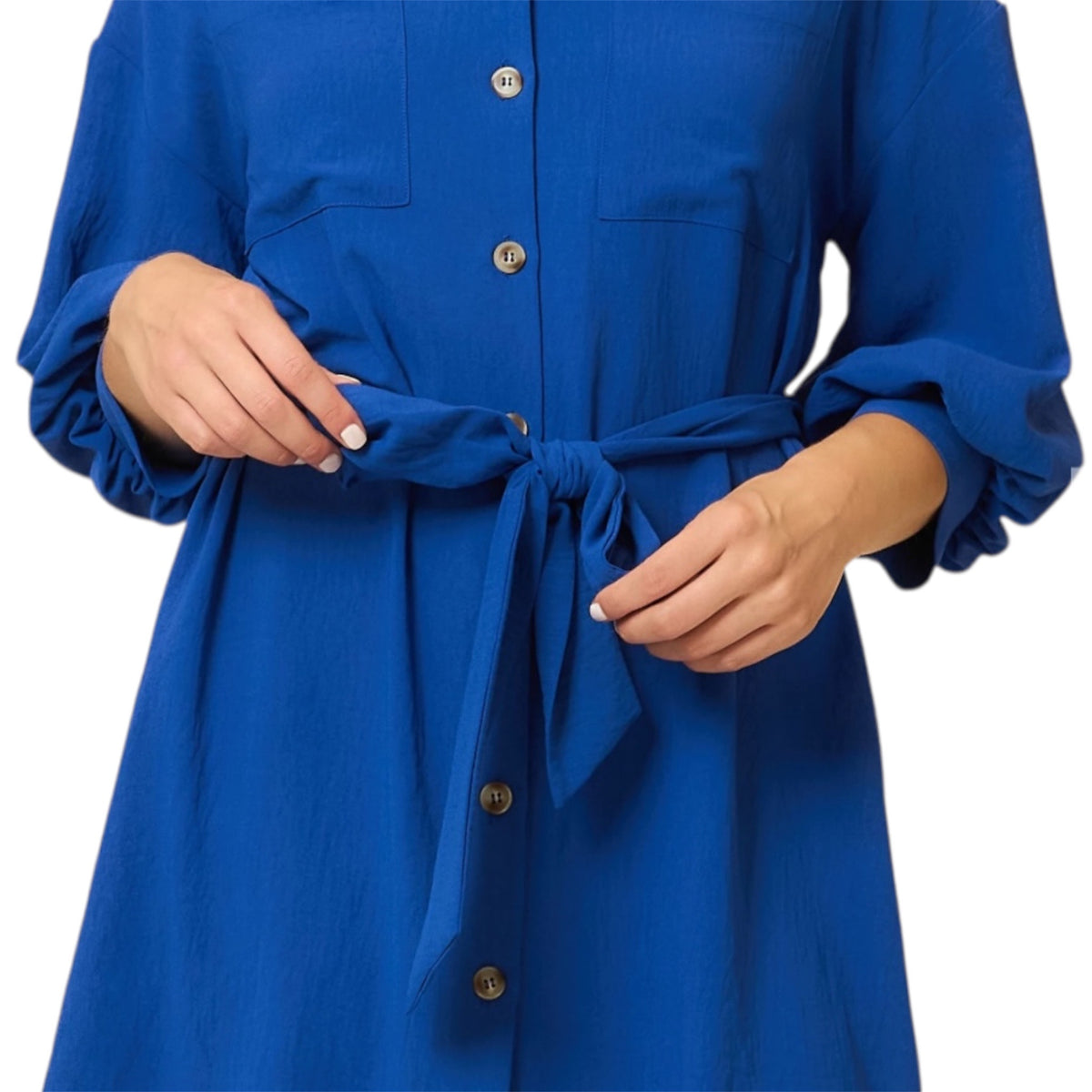 Cobalt Button Front Mini Dress