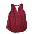 Lily White Sleeveless Burgandy Lacefront Blouse Size Large - RF