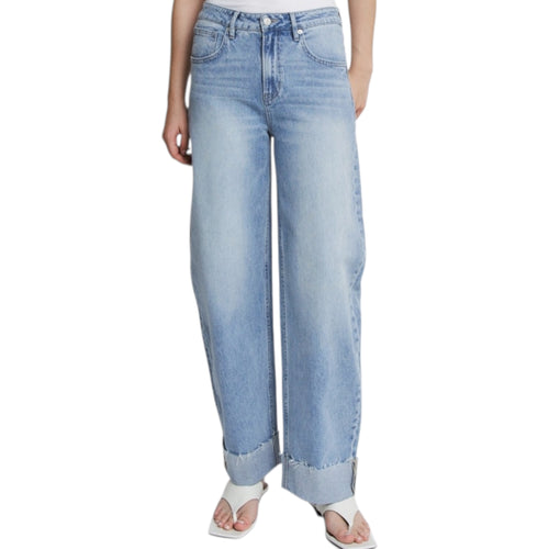 MICA MDP-T3592 Super High Rise Raw Hem/Cuffed Barrel Jeans