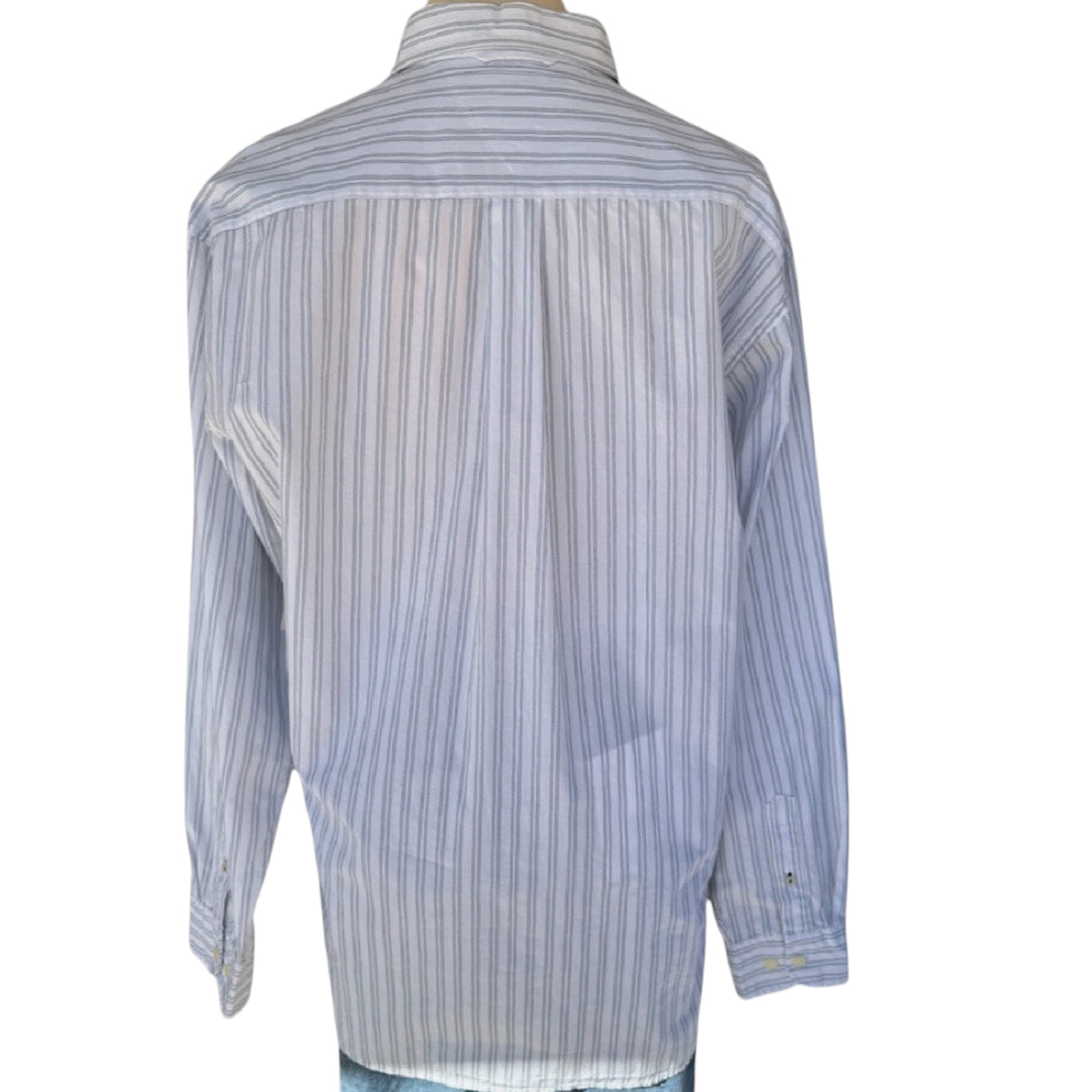 Tommy Hilfiger White Striped Button Down Dress Shirt Size L-RF