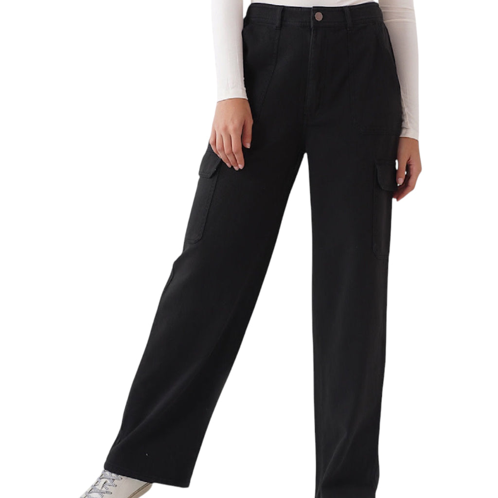 Black Straight Leg Cargo Pants