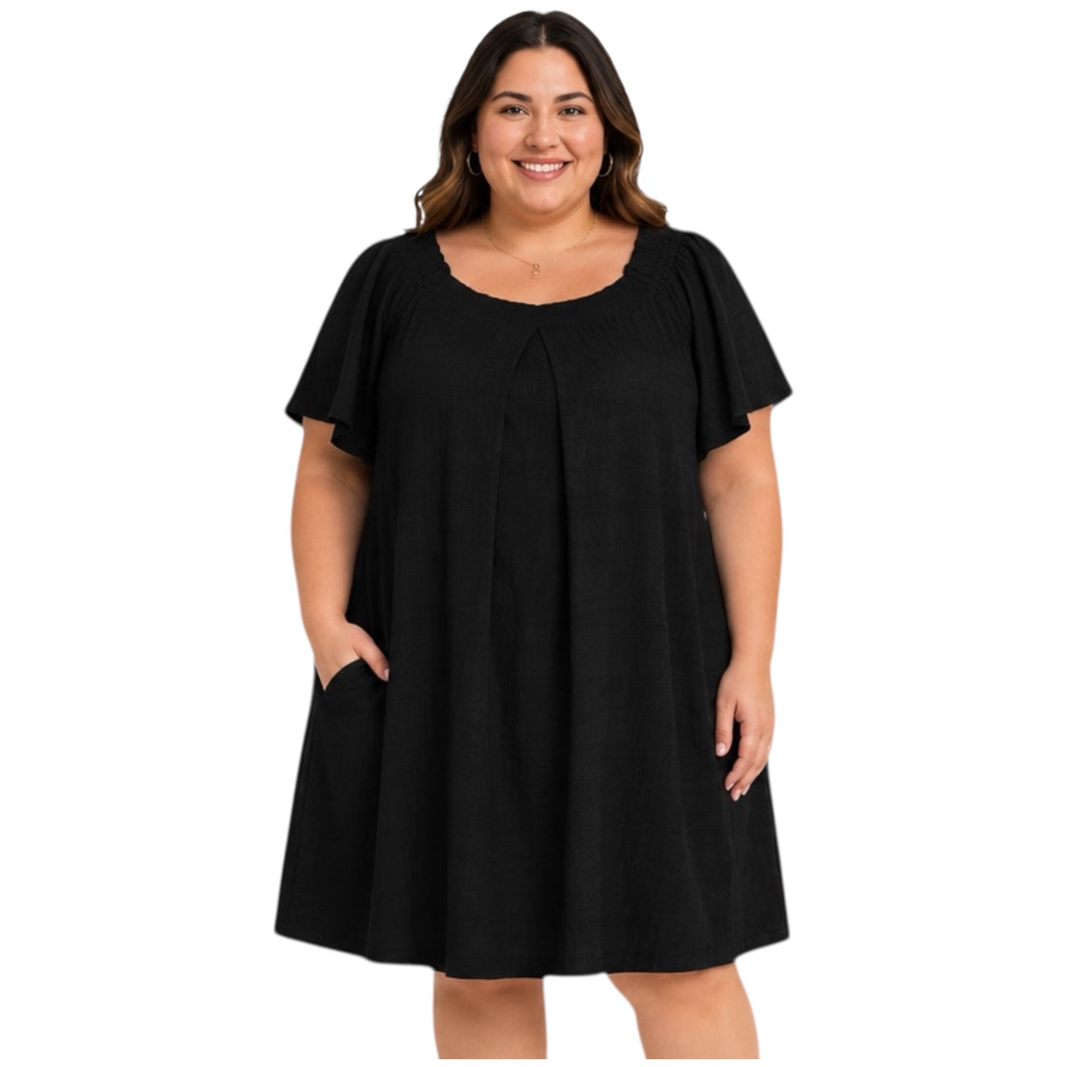 Plus Black Textured Ruffle Off Shoulder Shift Dress