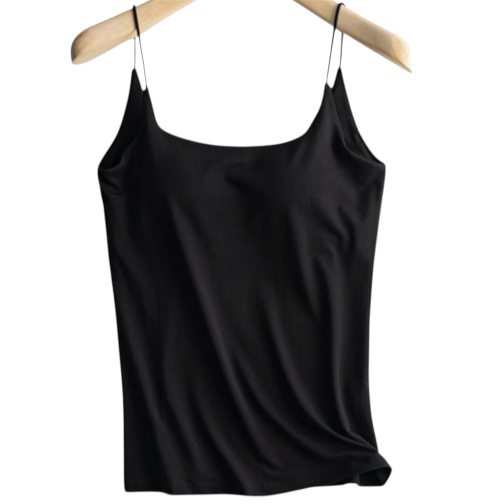 Black Cami W/Bra Tank Top