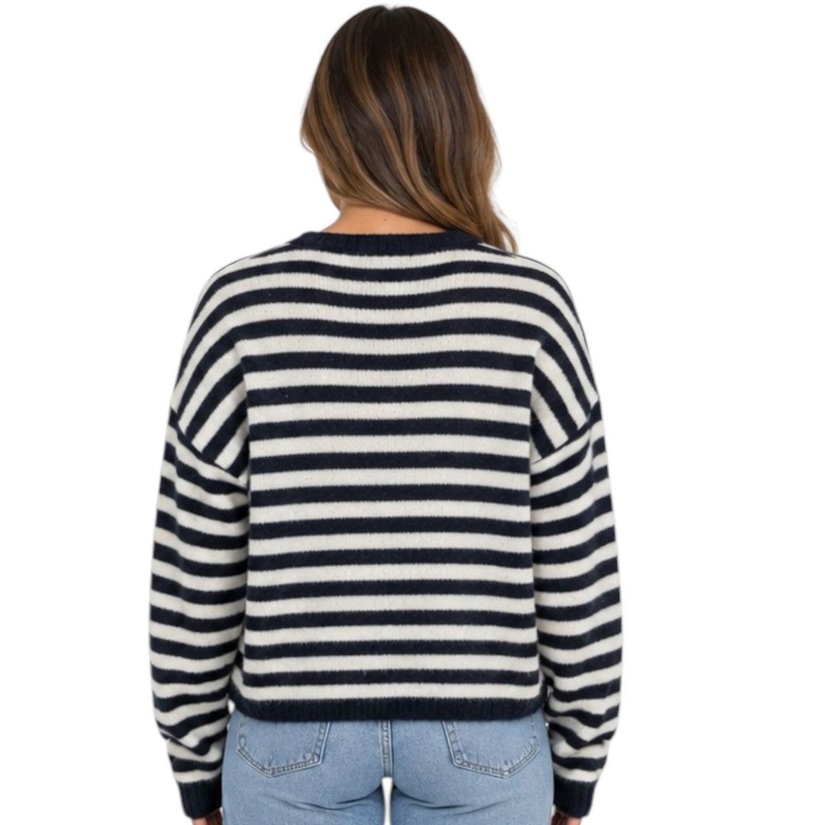 Navy Striped Button Down Cardigan
