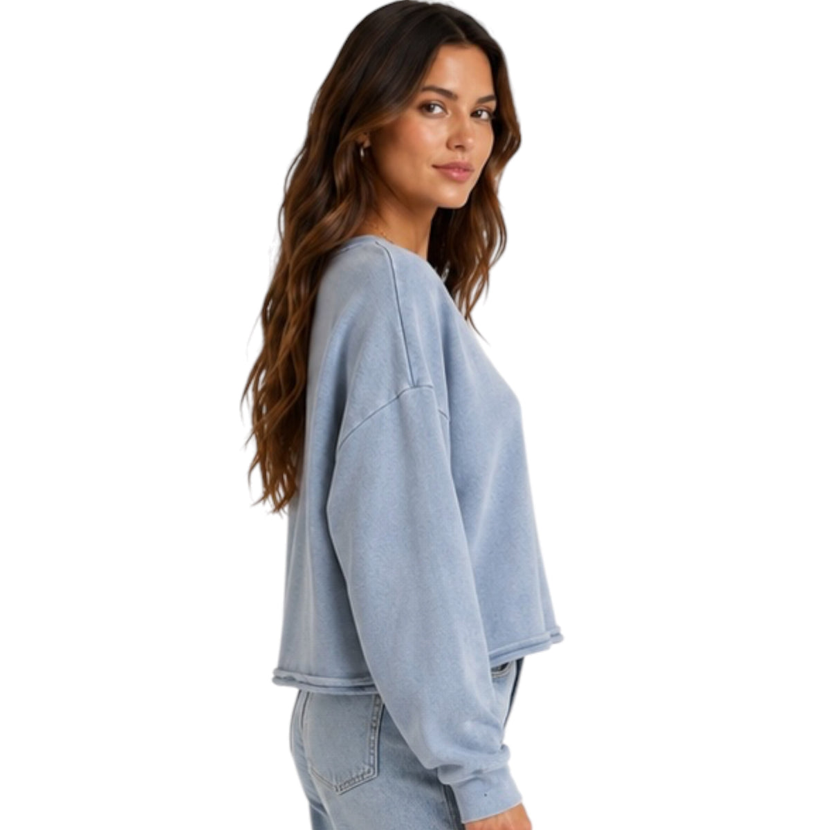 Z Supply Circuit Knit Denim Sweatshirt Ocean Air Indigo