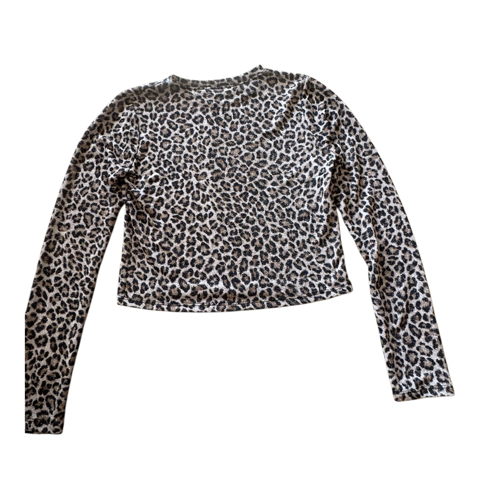 Cheetah Shimmer Crop Long Sleeve Top Size Small-RF