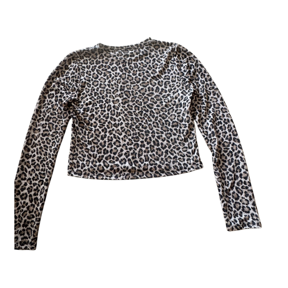 Cheetah Shimmer Crop Long Sleeve Top Size Small-RF