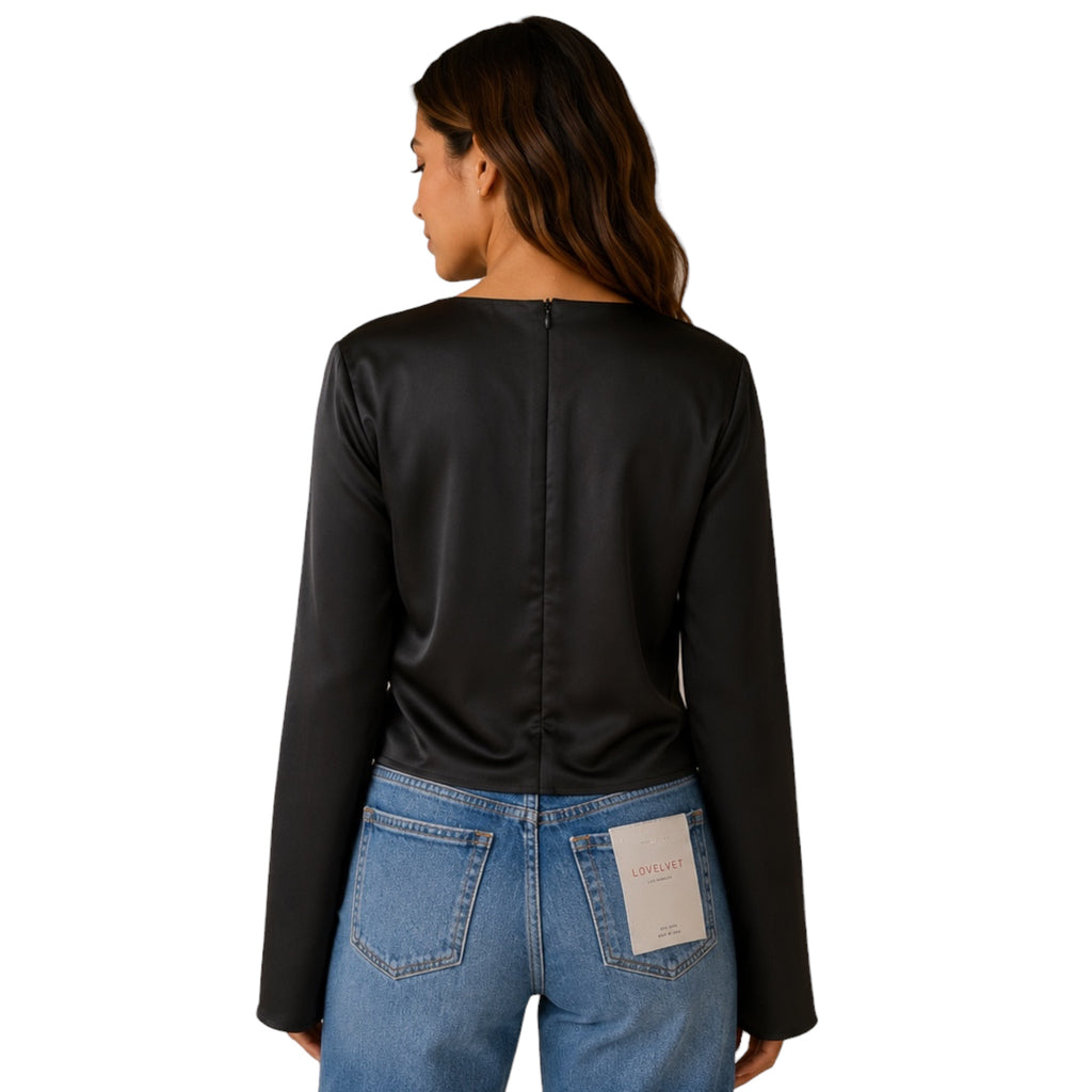 Round Neck Long Sleeve Crop Top