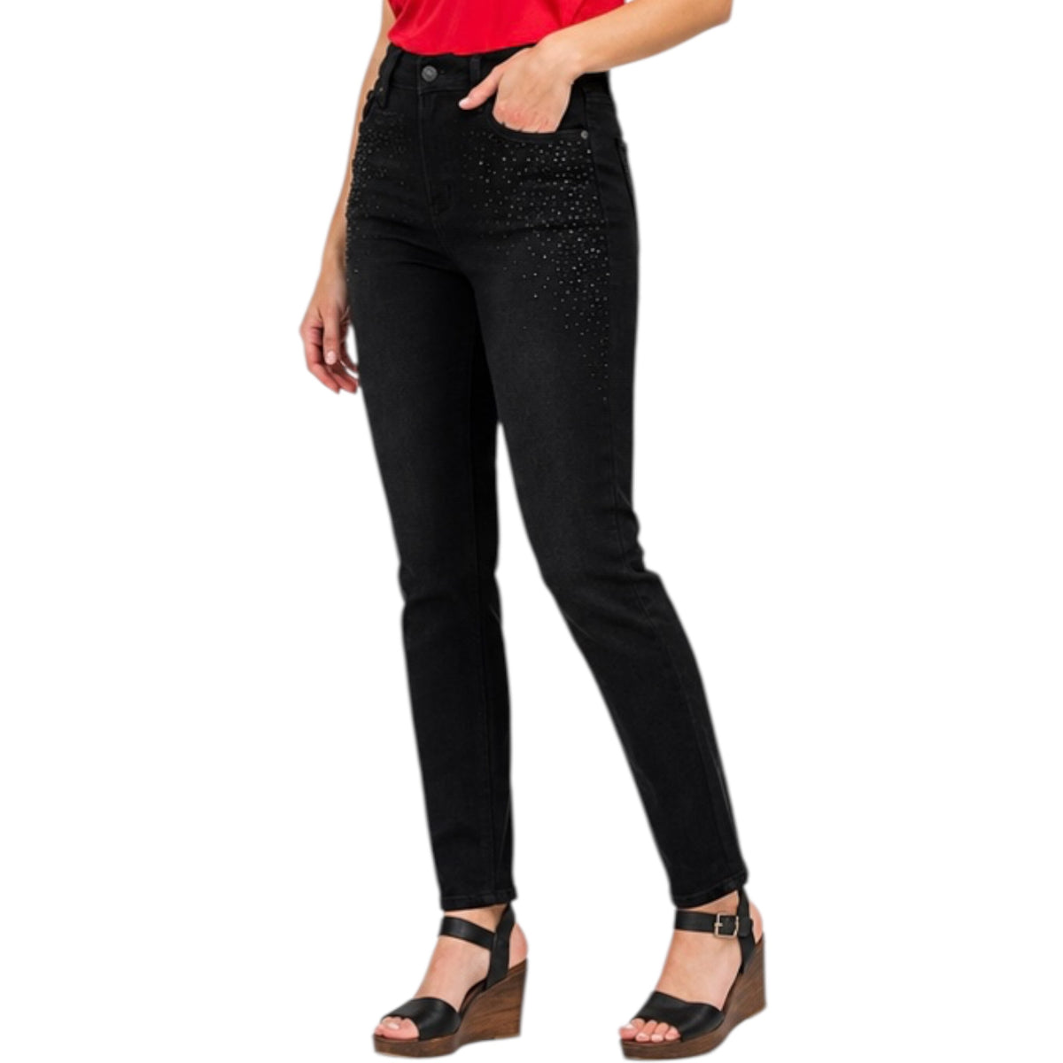 Judy Blue JB88809 Black H/W Rhinestone Embellishment Slim Jeans