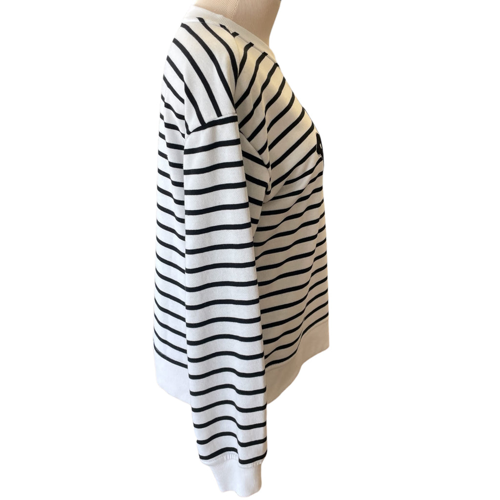 C&C California White & Black Striped 'Paris' Sweatshirt Size S - RF