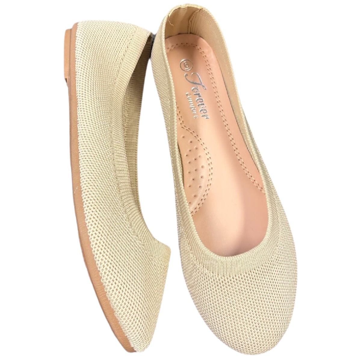 Beige Woven Classic Slip On Flats