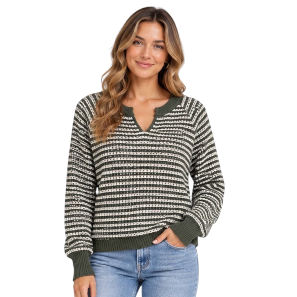 Hunter Waffle Stripe Oversized Top