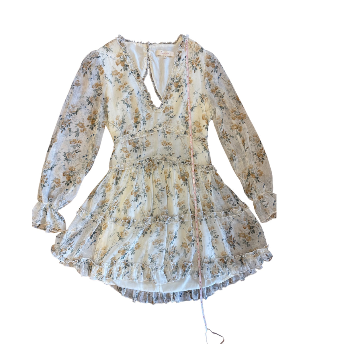 Fanco White Floral Long Sleeve Dress Size M - RF