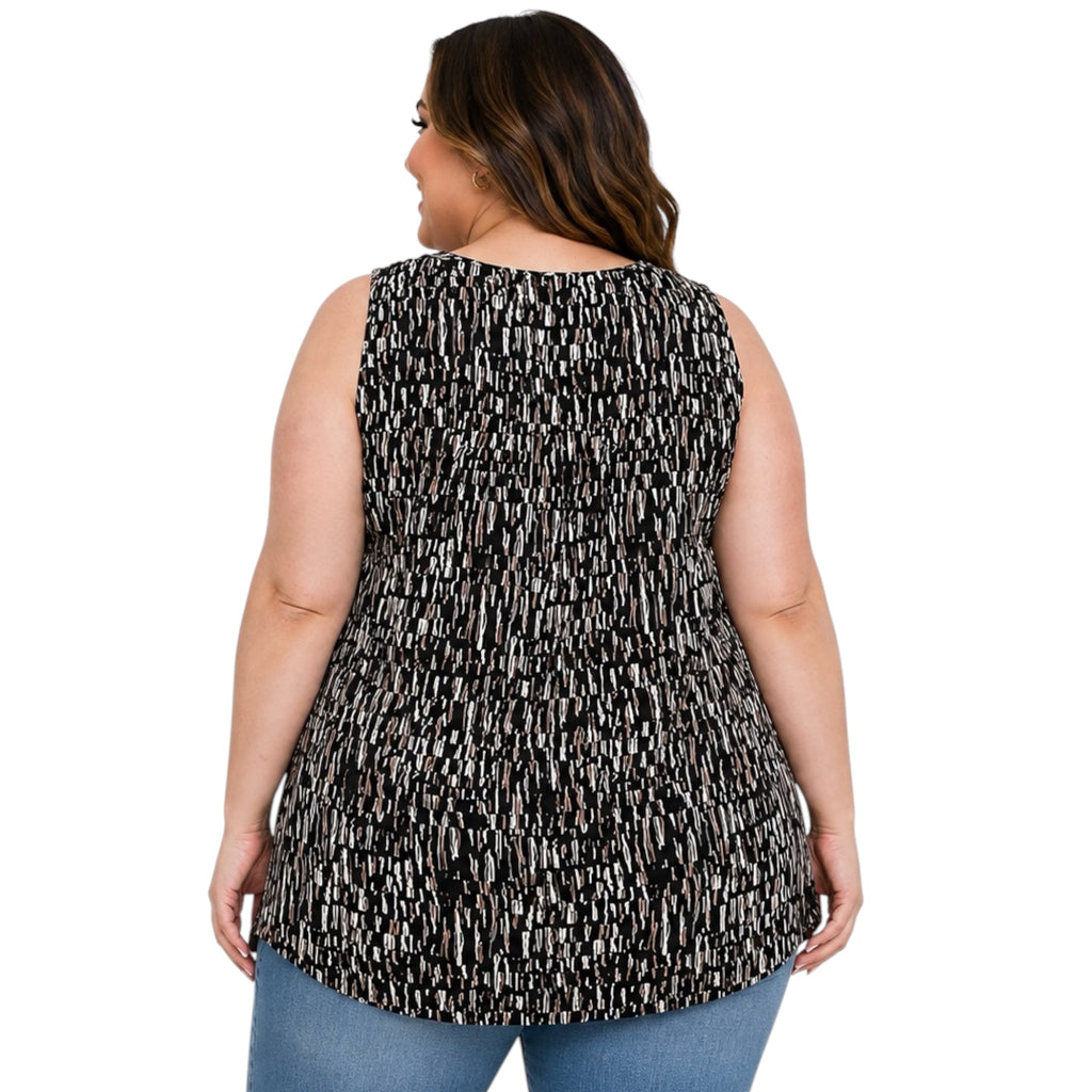 Plus Black Abstract Print Tank Top