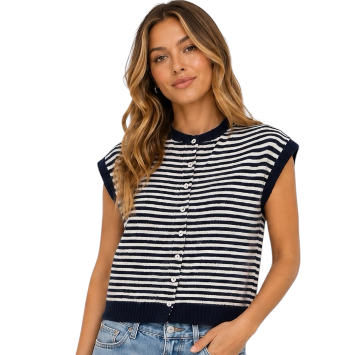 Navy Striped Sweater Vest