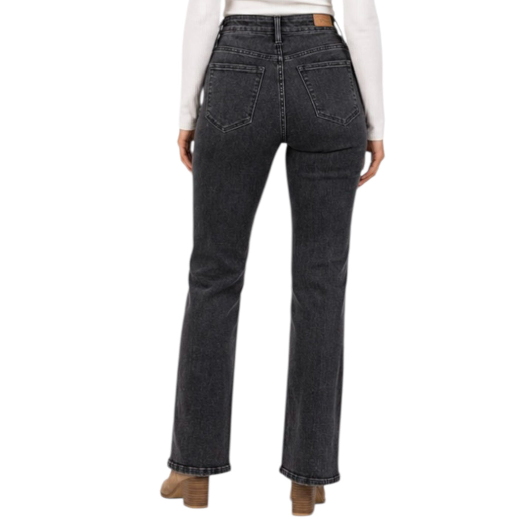 Judy Blue JB88355 Hi Waist Black Button Fly Trouser Wide Leg