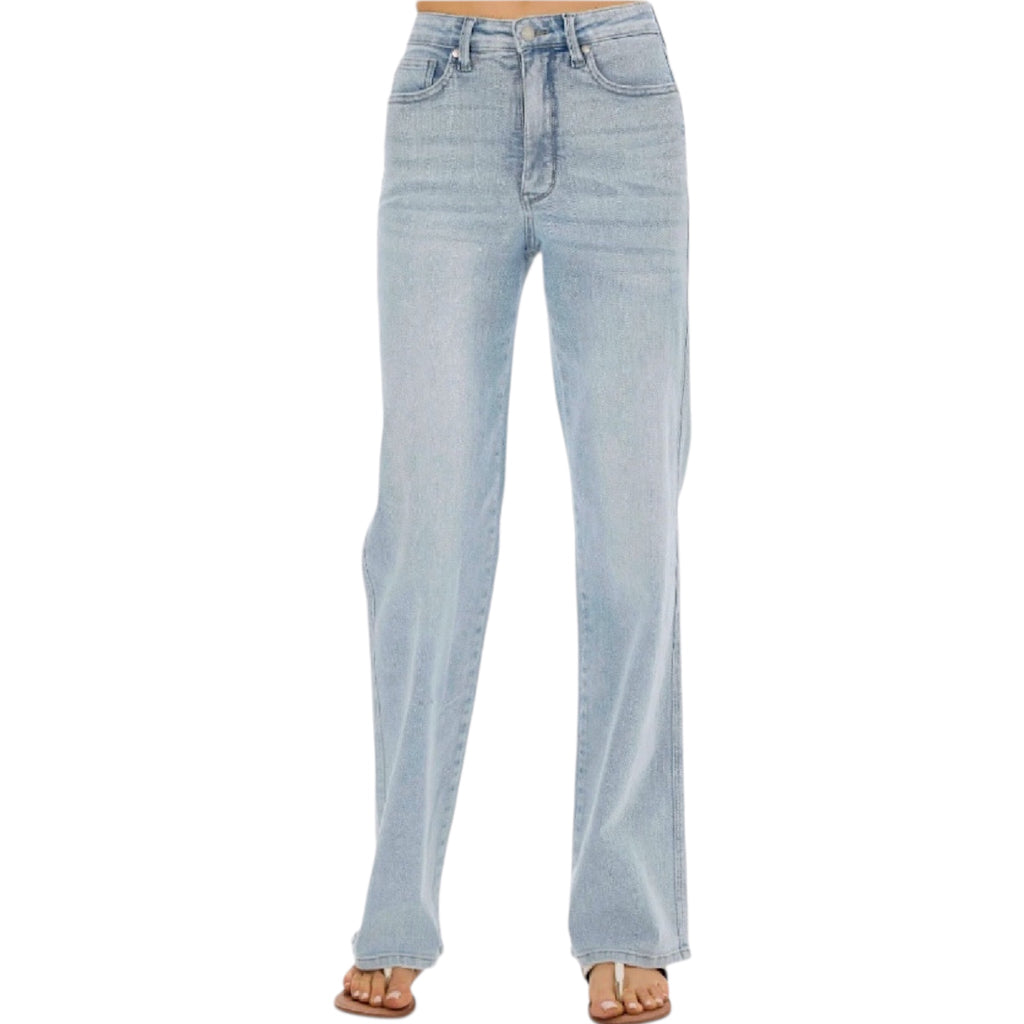 Judy Blue JB88794 H/W Tummy Control Contrast Wash Straight Fit Jeans