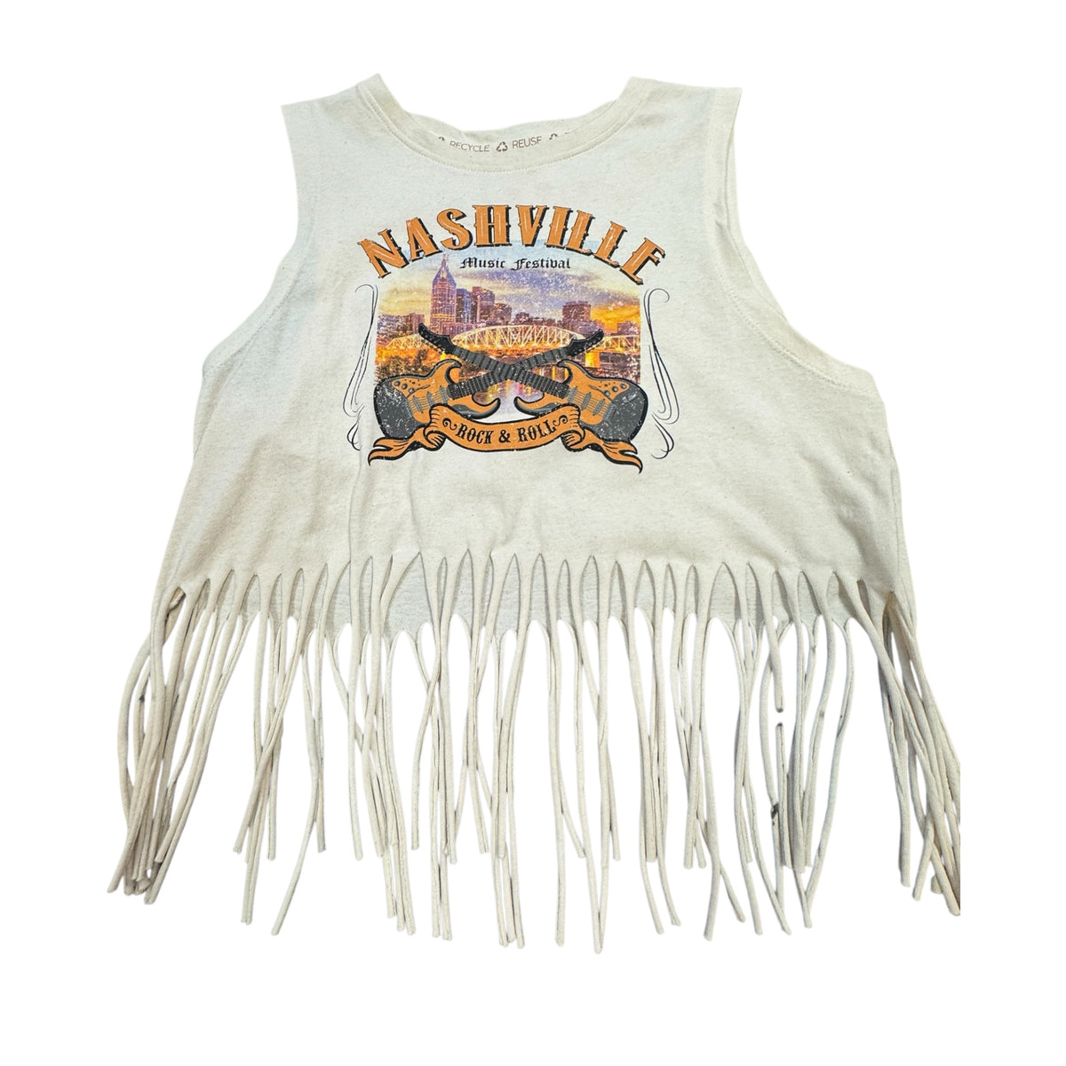 Recycle Threads Nashville Music Festival Fringed Tank Size Medium -RF