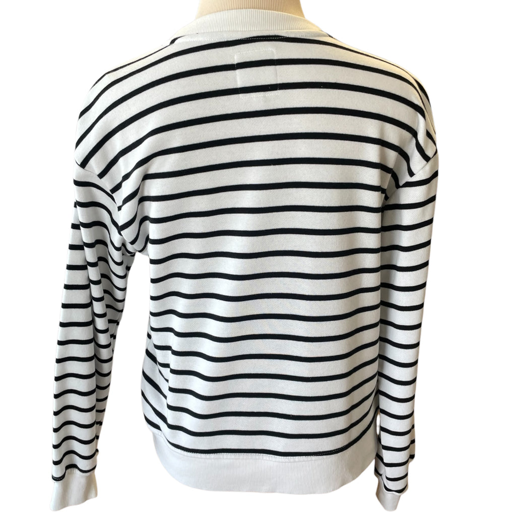 C&C California White & Black Striped 'Paris' Sweatshirt Size S - RF