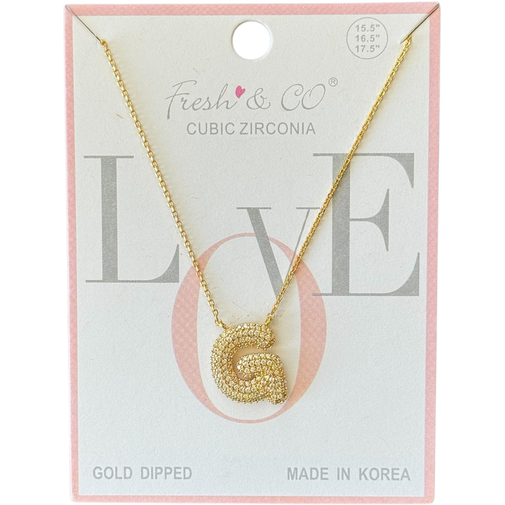 Fresh & Co CZ 14k Dipped Letter Necklace