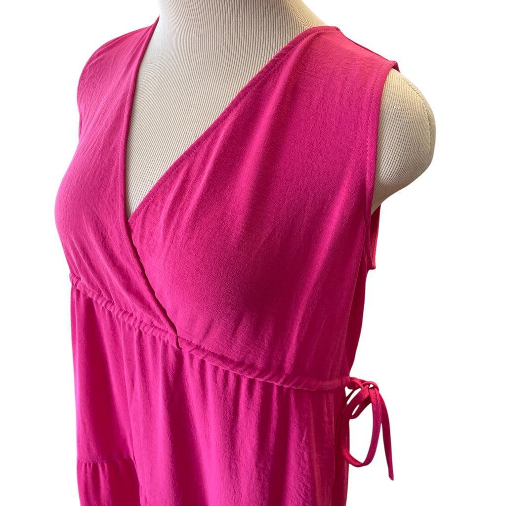 Ninety Clothing Co Hot Pink V-Neck Maxi Dress Size S - RF