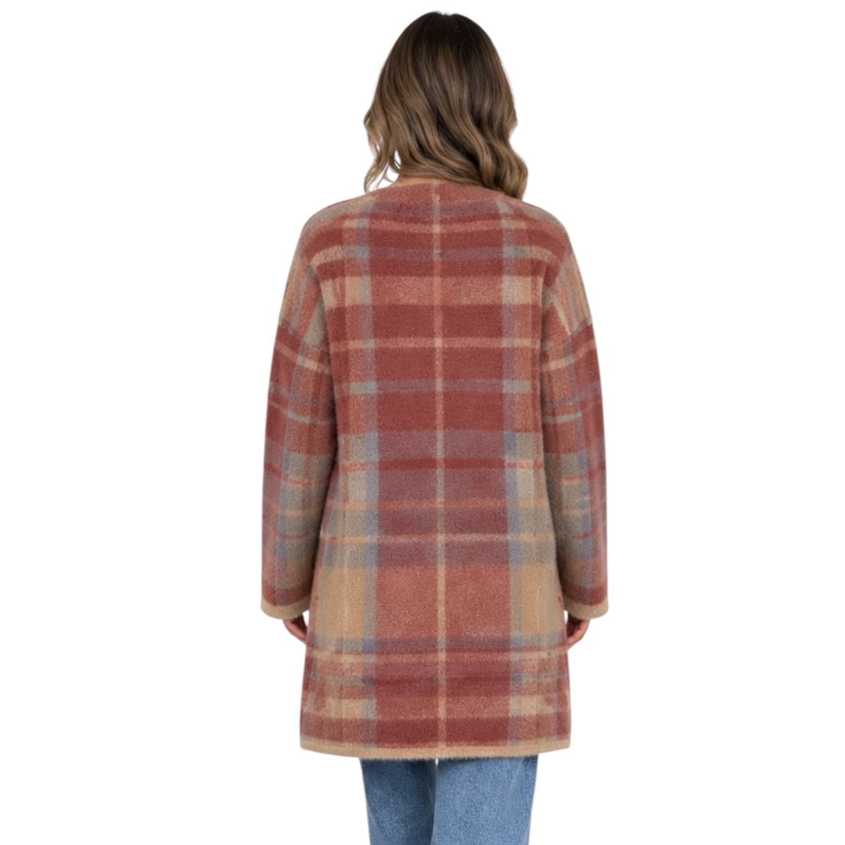 Mauve Plaid Cardigan