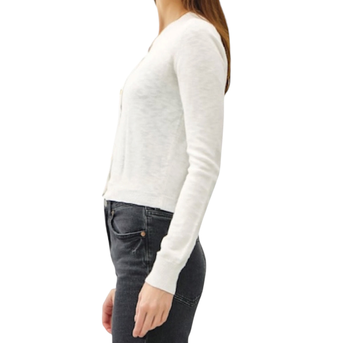 Ivory Cotton Slub Button Up Cardigan