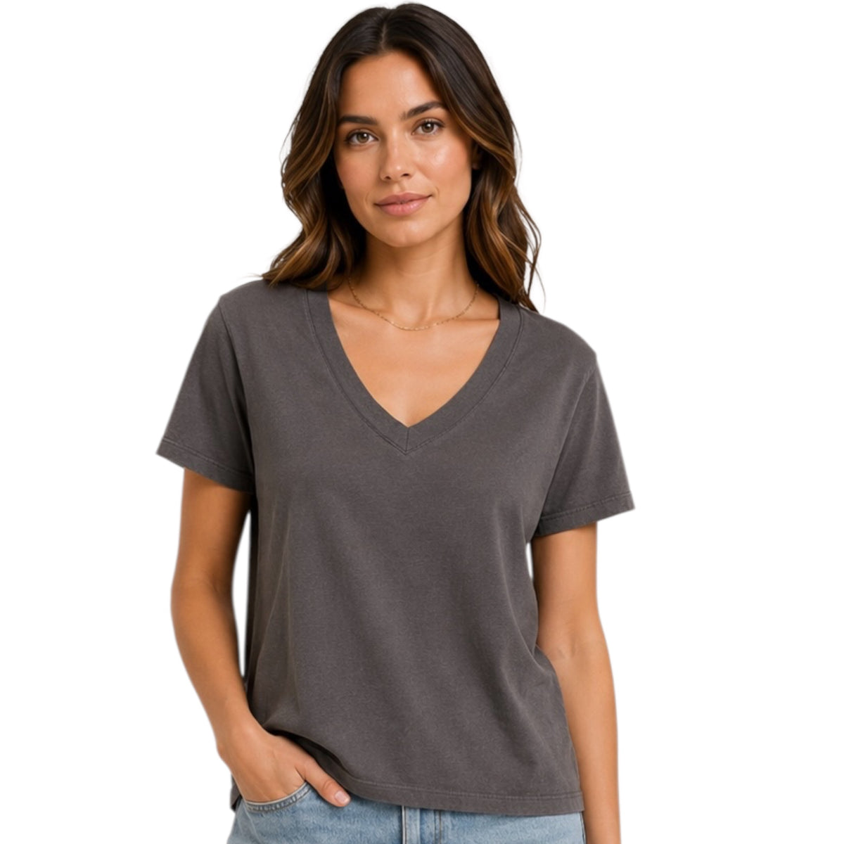 Z Supply Weekdays V-Neck Tee Washed Grey
