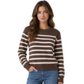 Brown/Cream Long Sleeve Crew Neck Sweater