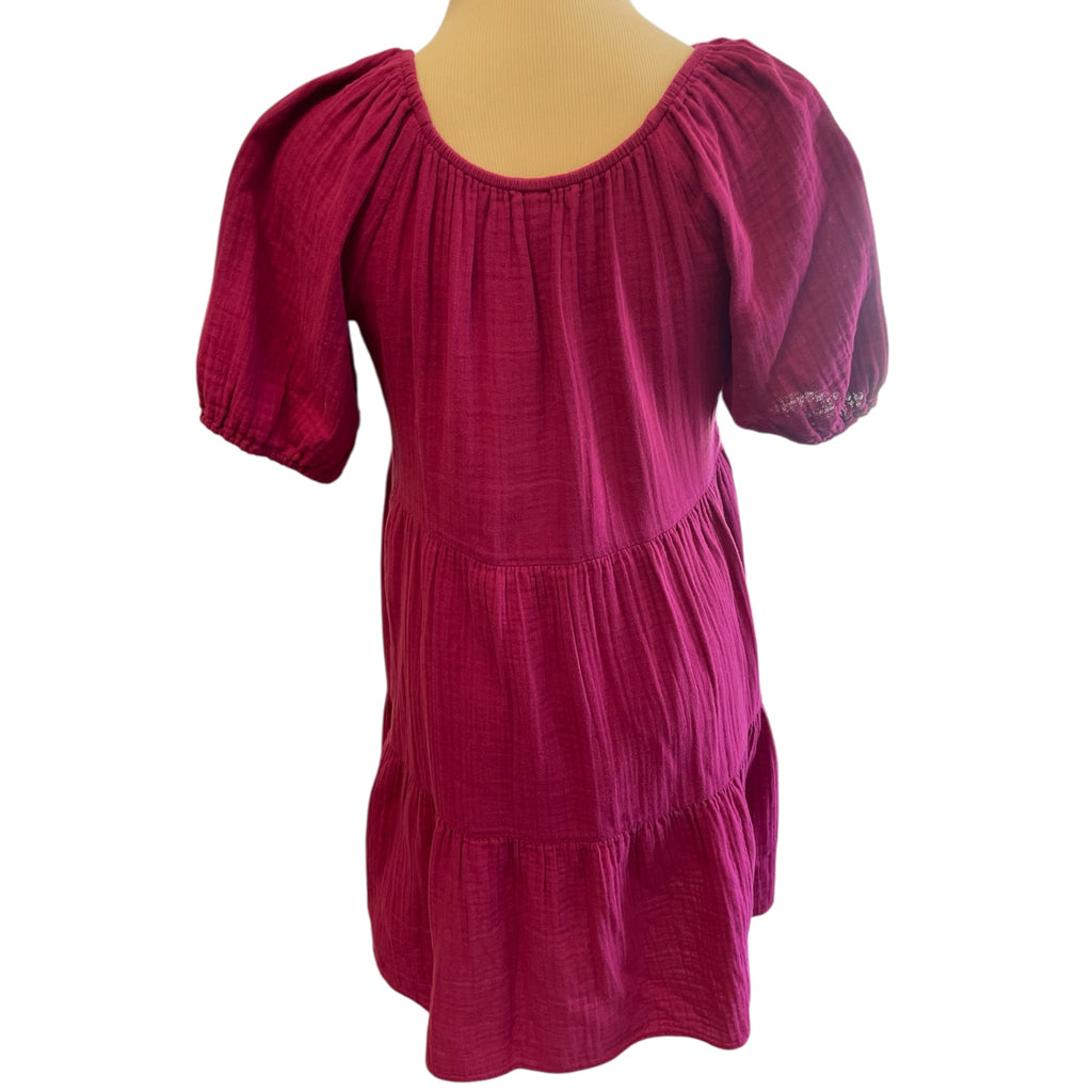 Old Navy Magenta Puff Sleeve Mini Dress Size S Tall - RF