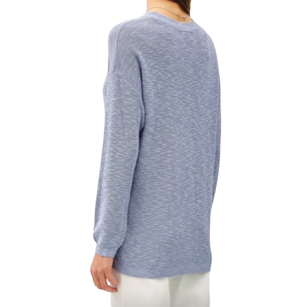 Blue Lightweight Cotton Slub Sweater