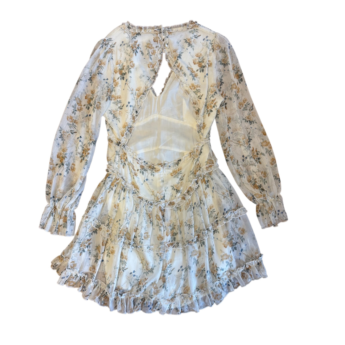 Fanco White Floral Long Sleeve Dress Size M - RF