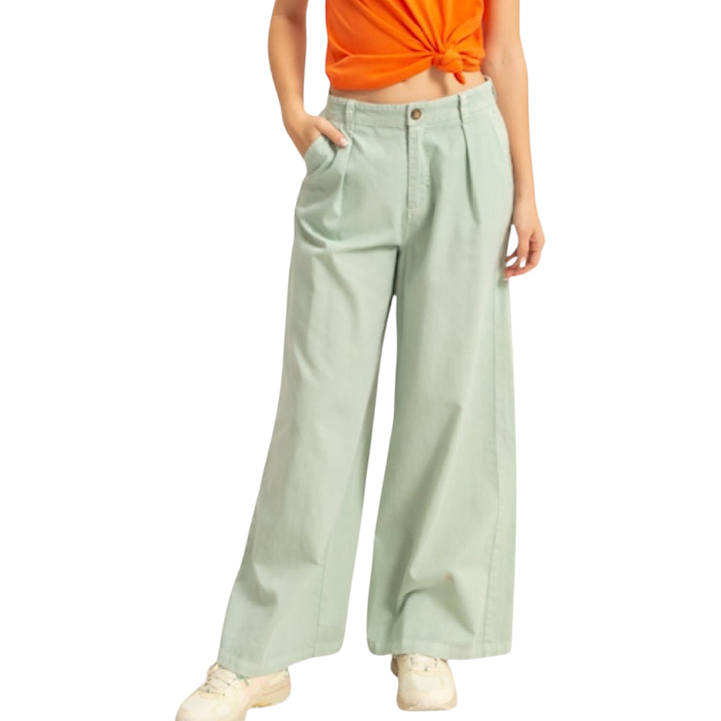 Mint High Waist Basic Wide Leg Pants